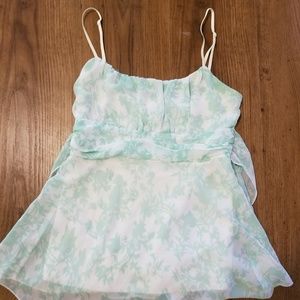 White & Green Patterned Top